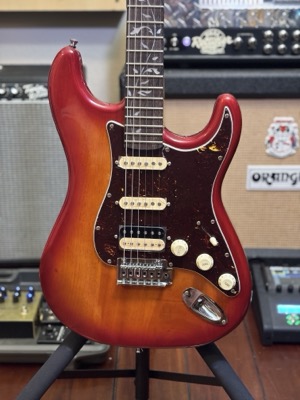 Yellow Flame Top Stratocaster-Style Guitar (Detail)