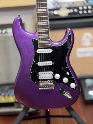 Purple Stratocaster-Style Guitar (Angle 2)